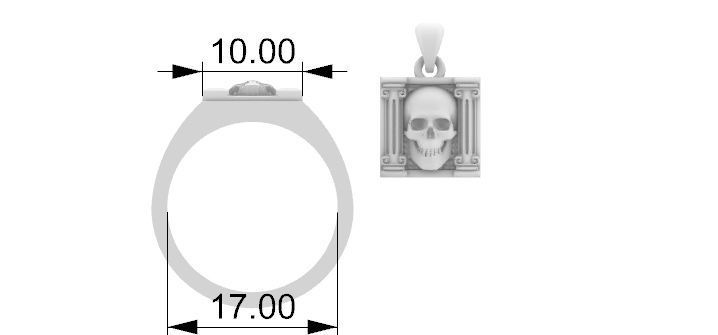Masonic Skull Ring and Pendant 3D print model_4