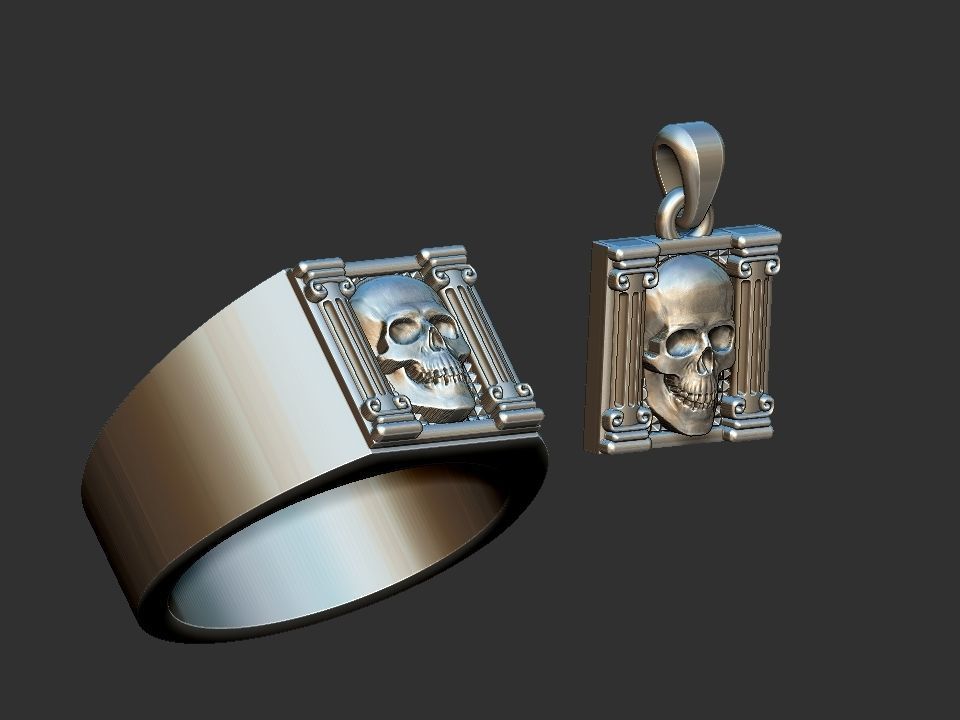Masonic Skull Ring and Pendant 3D print model_12