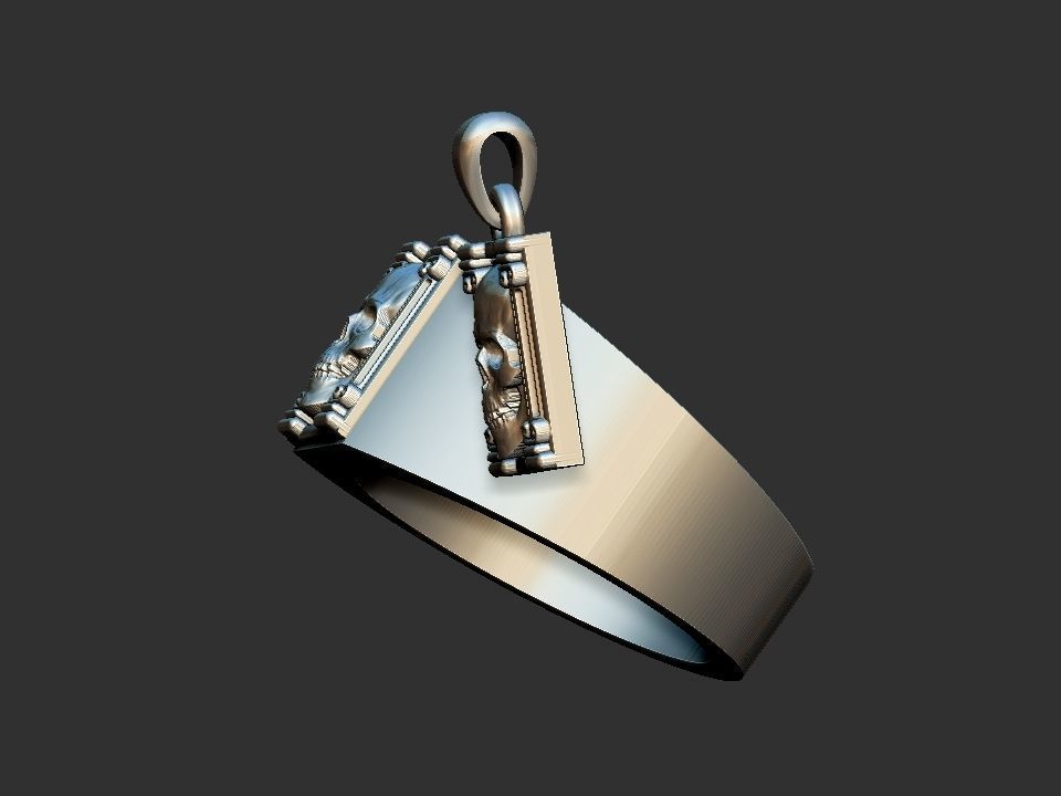 Masonic Skull Ring and Pendant 3D print model_8