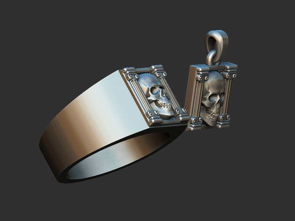 Masonic Skull Ring and Pendant 3D print model_2