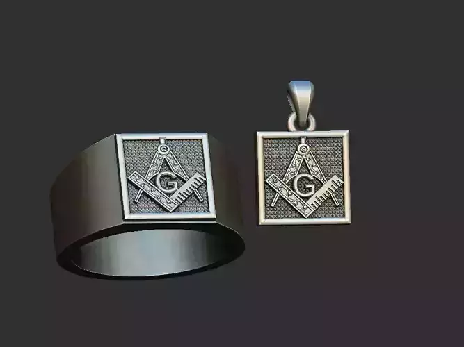 Compass Masonic Ring and Pendant 3D print model