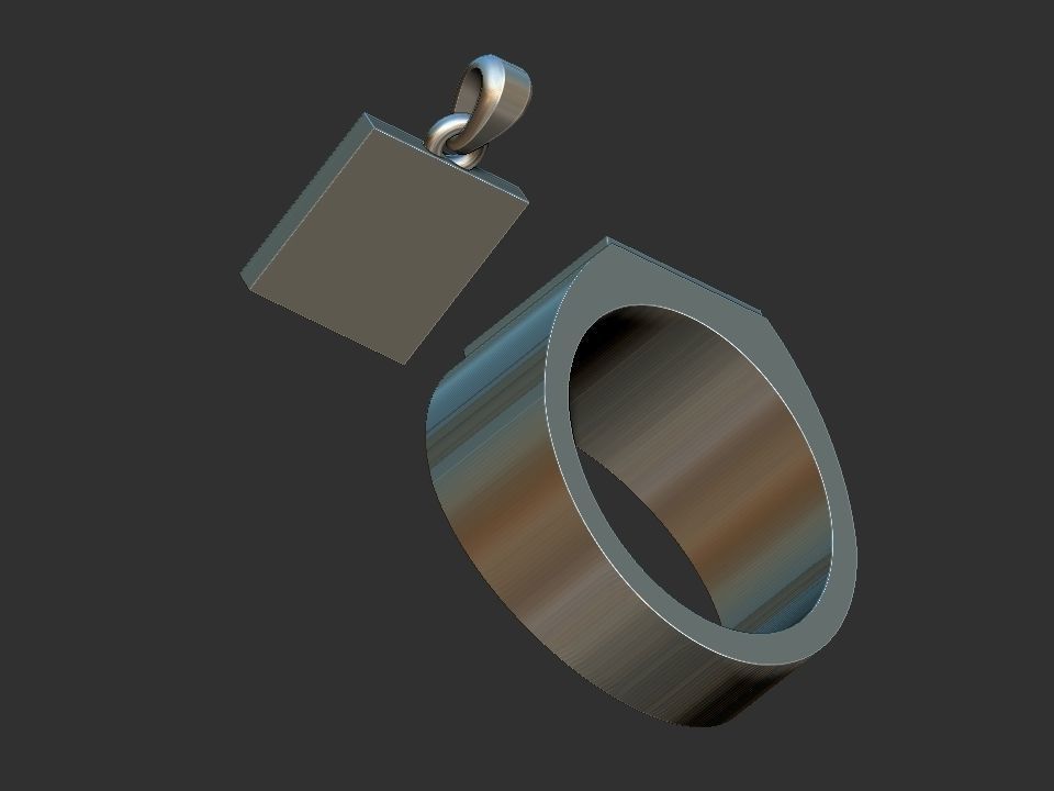 Compass Masonic Ring and Pendant 3D print model_5