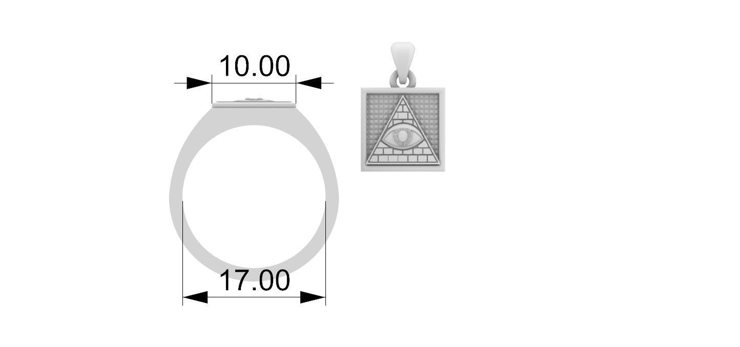 Masonic Eye of Providence Ring and Pendant 3D print model_10