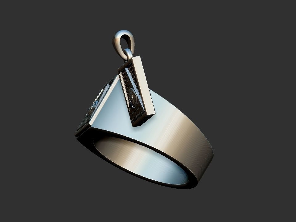 Masonic Eye of Providence Ring and Pendant 3D print model_6