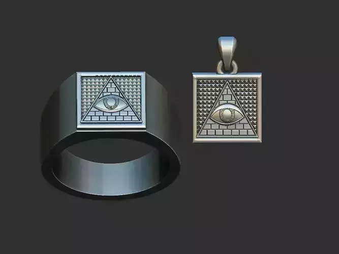 Masonic Eye of Providence Ring and Pendant 3D print model