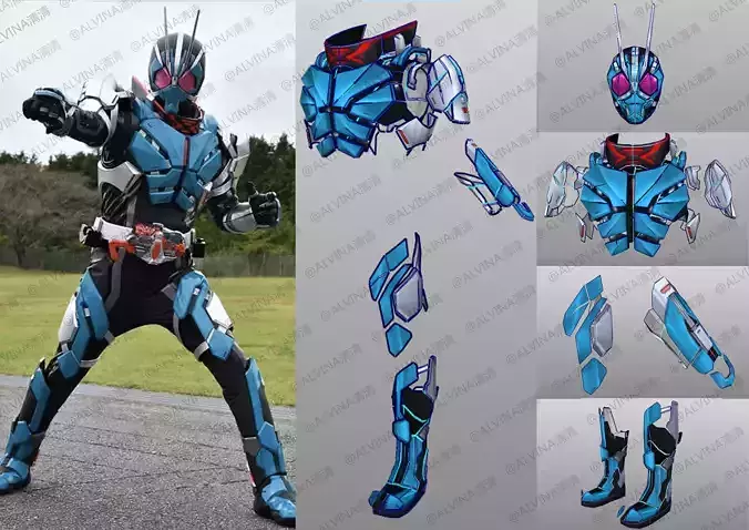 Kamen Rider Ichi-Gata Cosplay Pepakura Foam Template