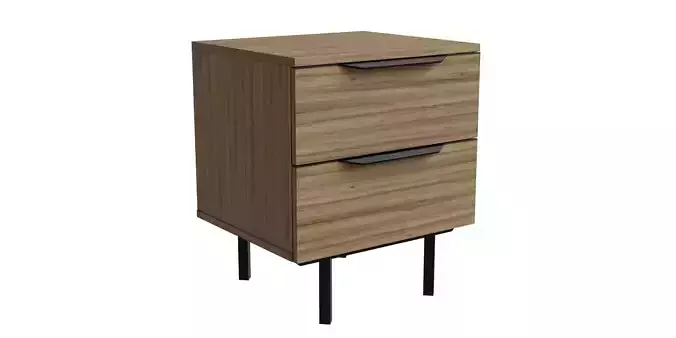 Walnut And Black Bedside Table