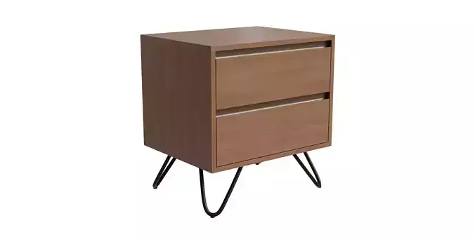 Red Walnut Effect Black Bedside Table