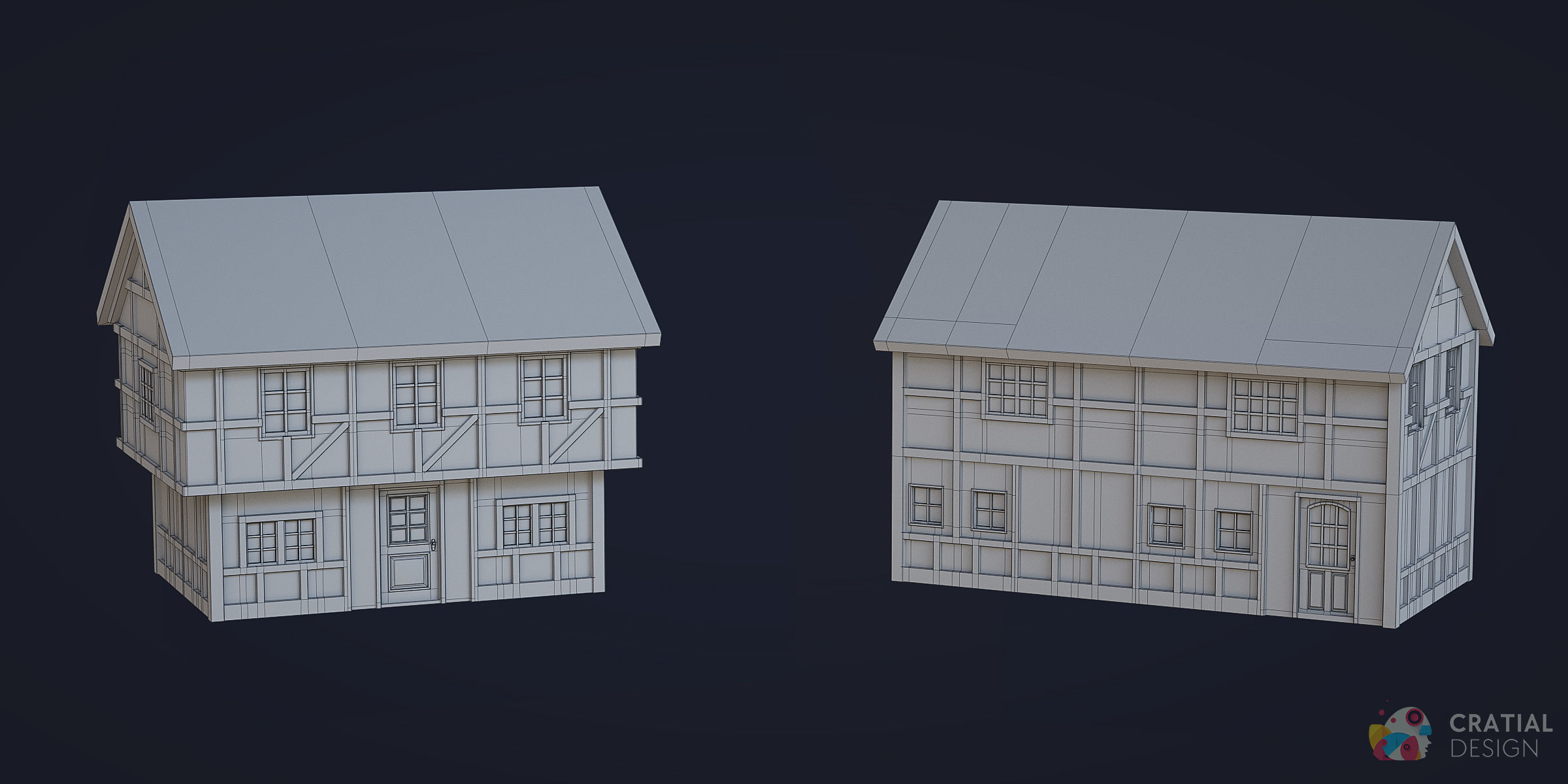 Stylized Modular European Building Kit 3D model_15