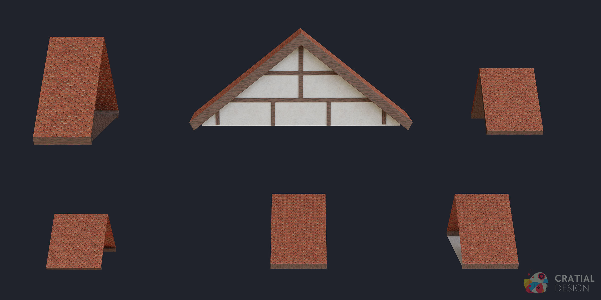 Stylized Modular European Building Kit 3D model_6