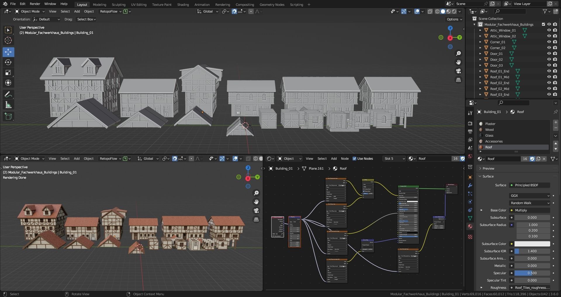 Stylized Modular European Building Kit 3D model_16