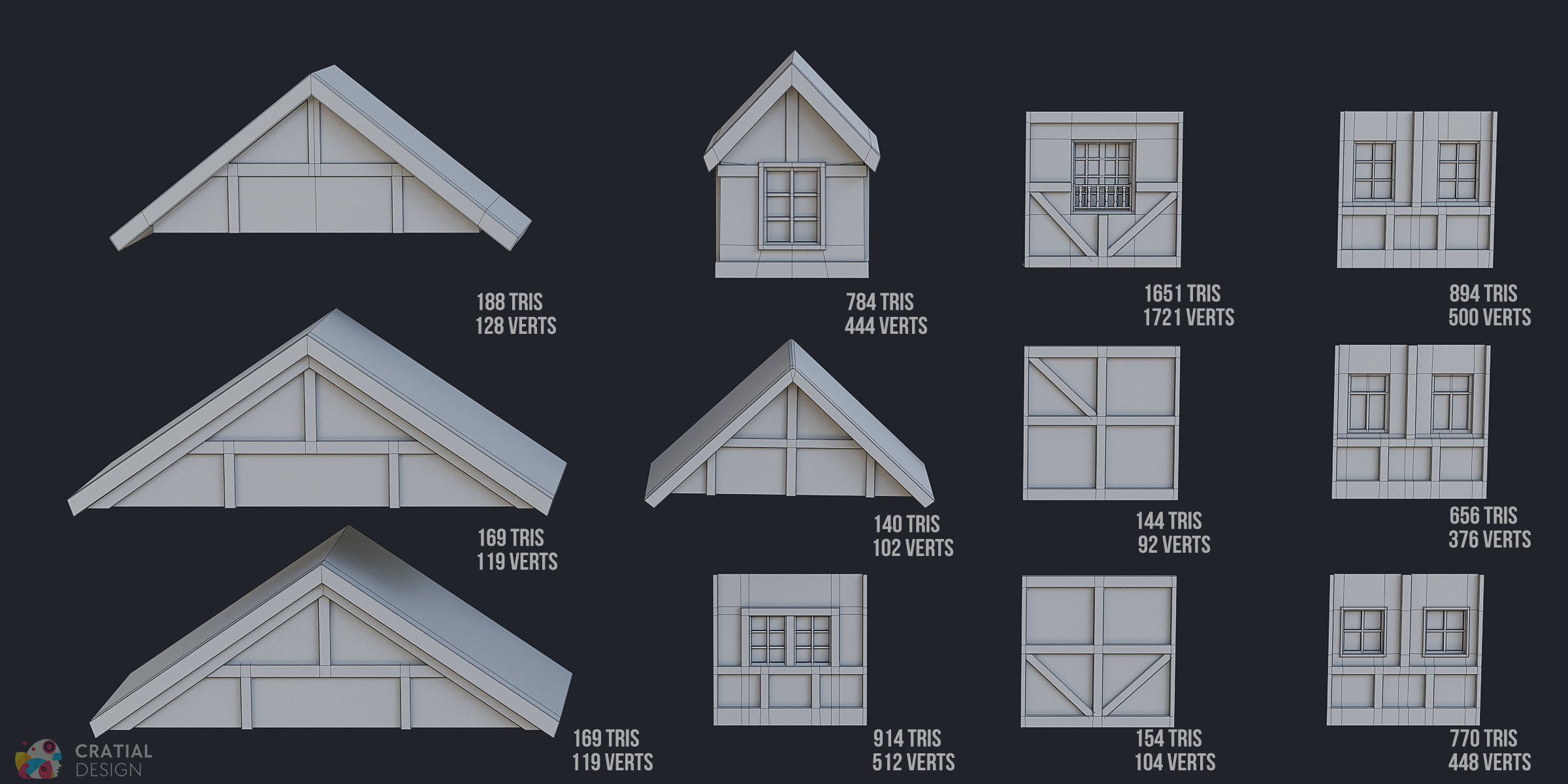Stylized Modular European Building Kit 3D model_10