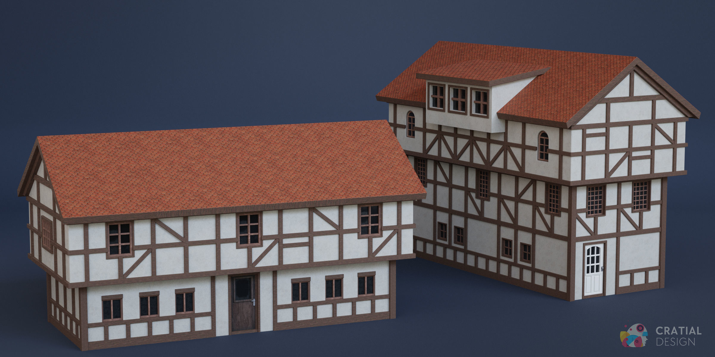 Stylized Modular European Building Kit 3D model_3