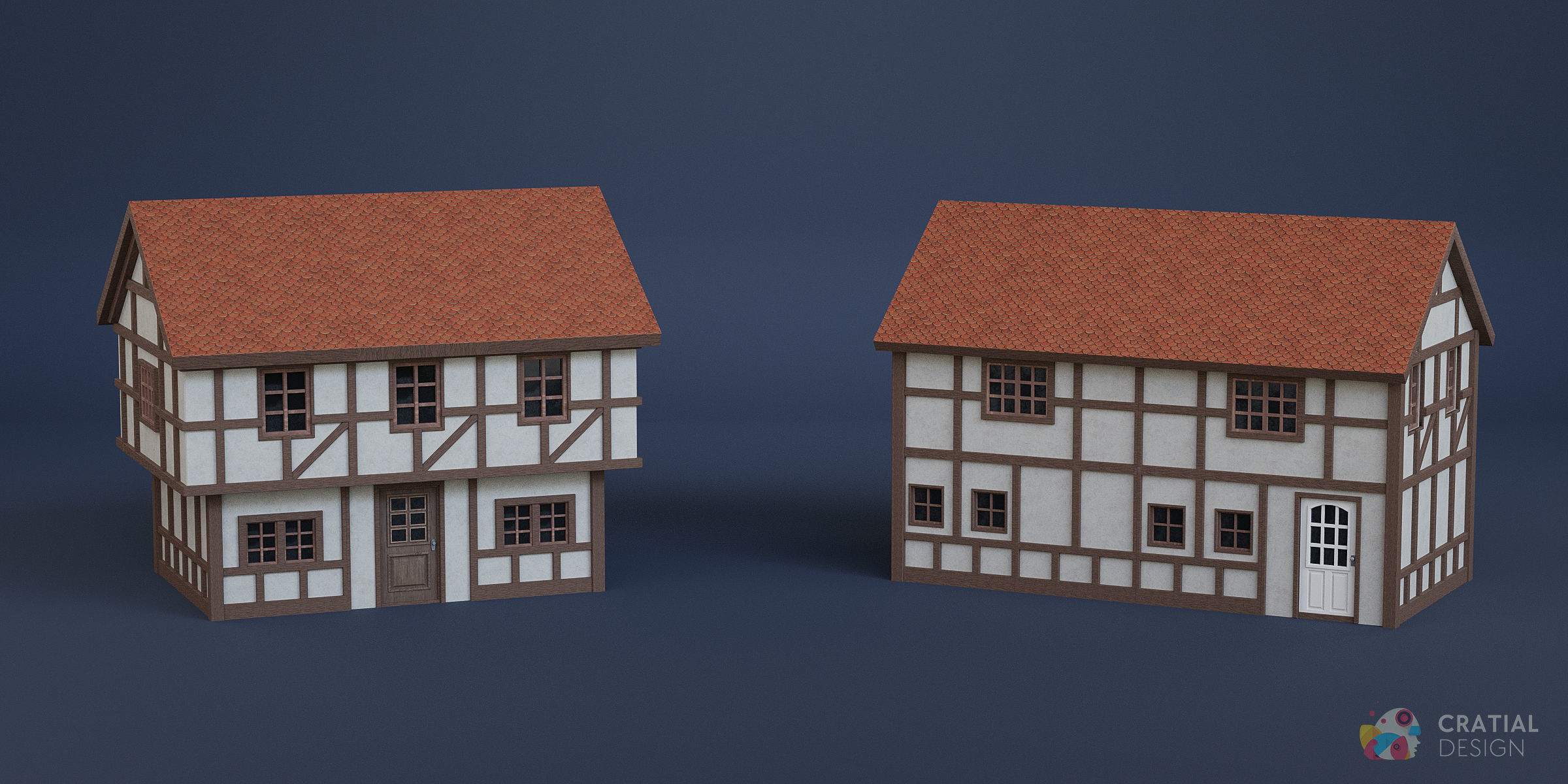 Stylized Modular European Building Kit 3D model_2
