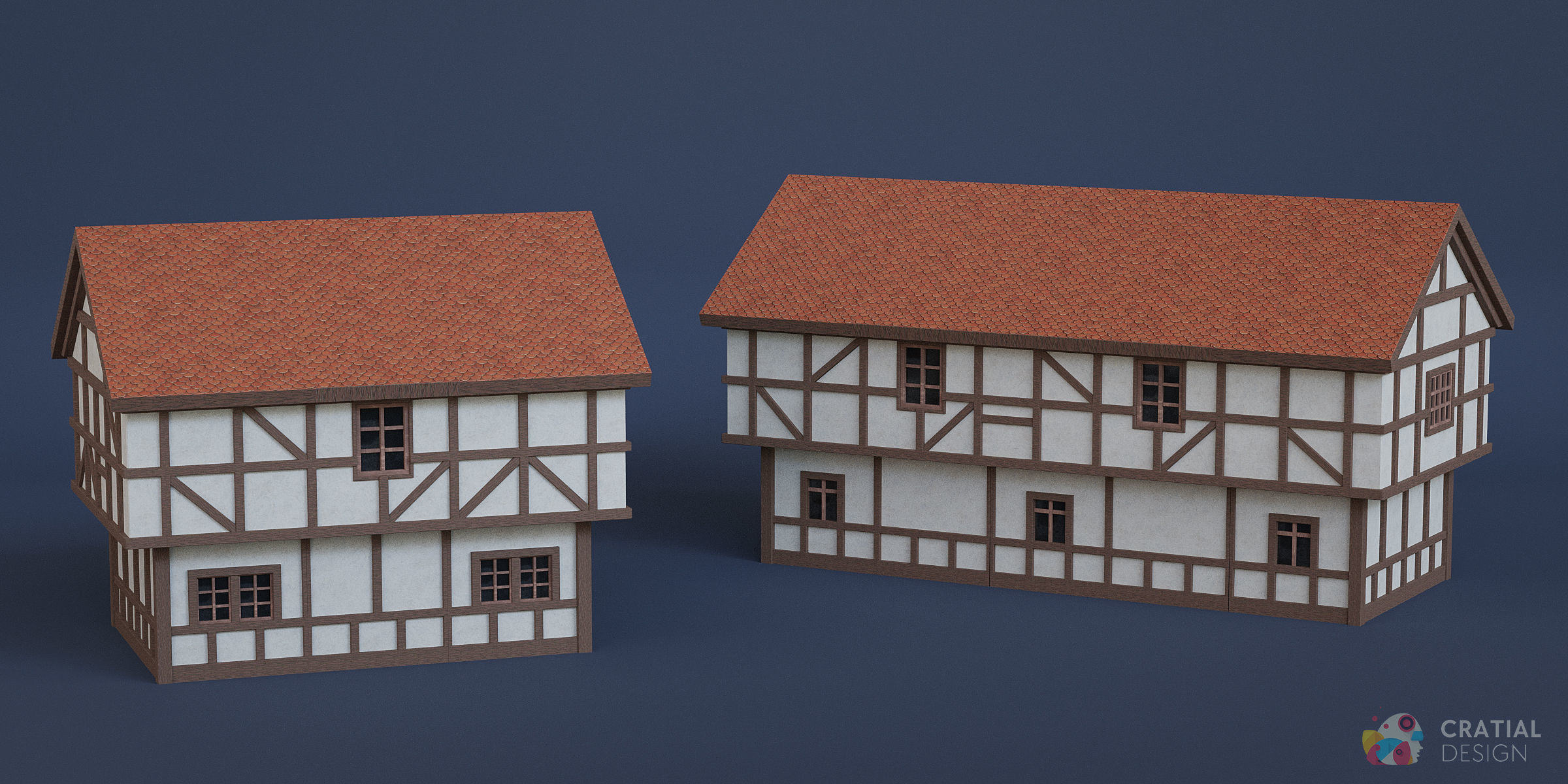 Stylized Modular European Building Kit 3D model_8