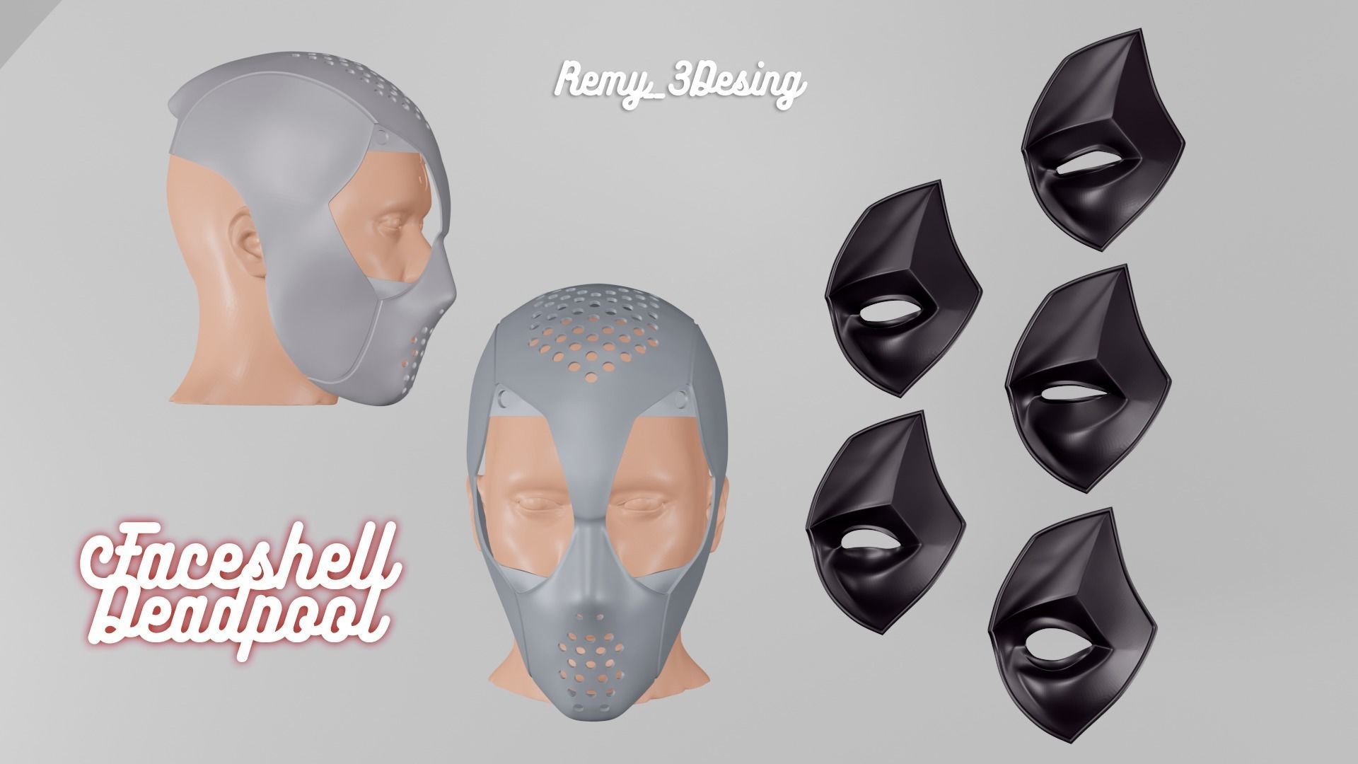 Faceshell Deadpool  3D print model_1