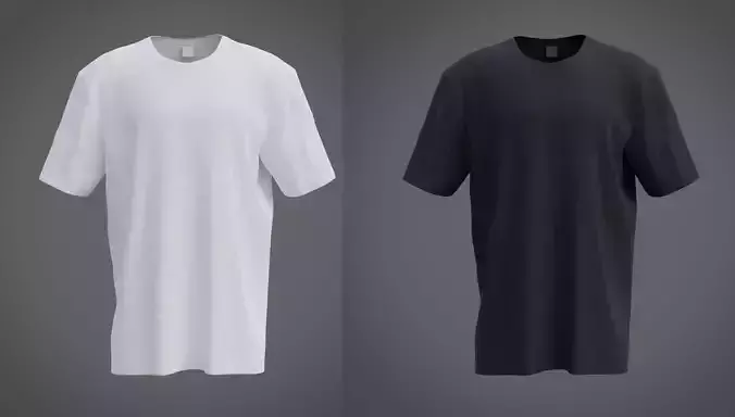 3D Male T-shirt - white and black textures