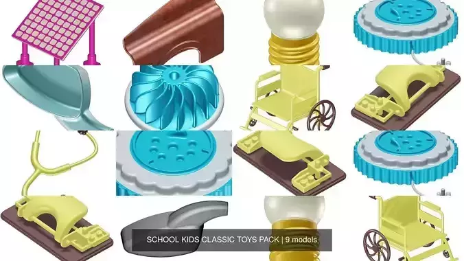 SCHOOL KIDS CLASSIC TOYS PACK 3D Model Collection