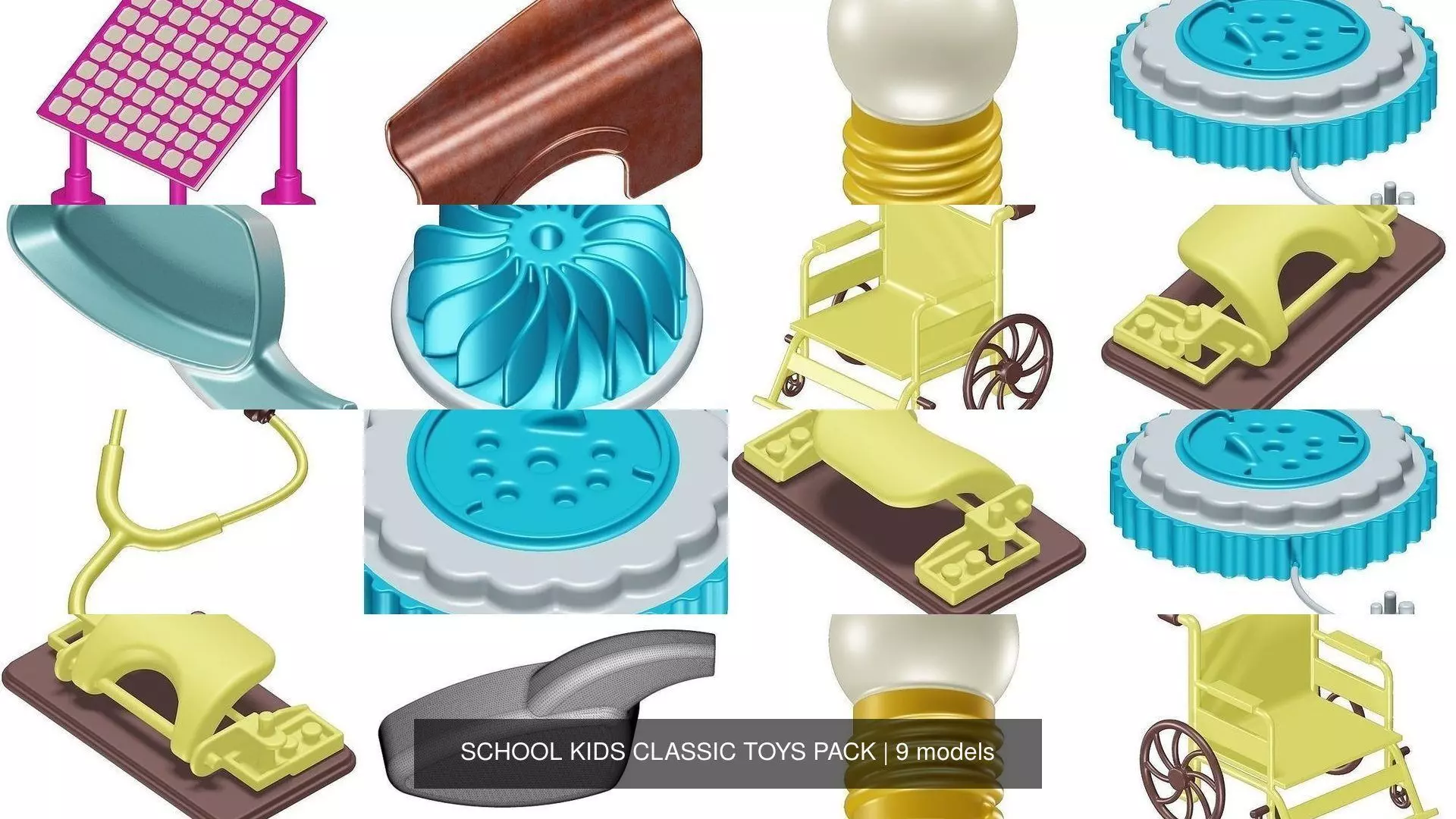 SCHOOL KIDS CLASSIC TOYS PACK 3D Model Collection_0