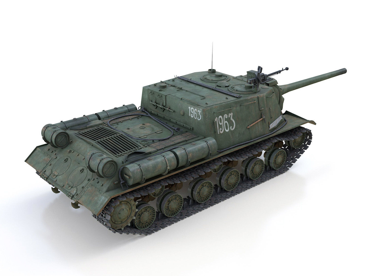 ISU-122 - Soviet self-propelled gun 3D model_6