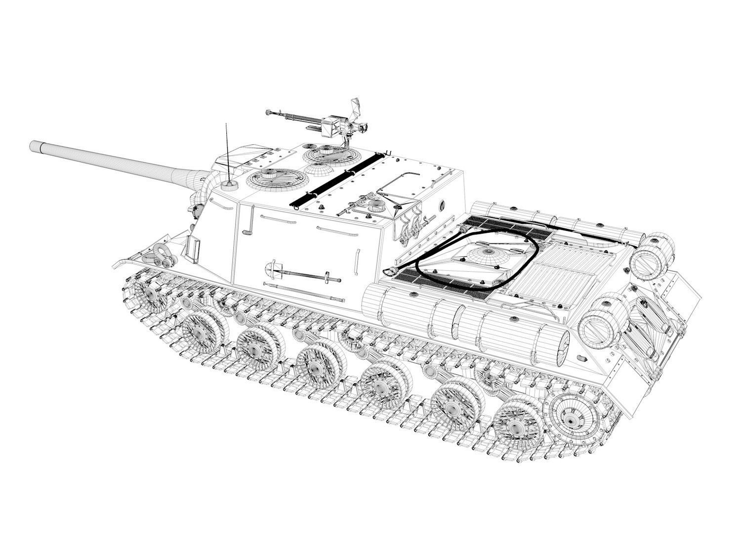 ISU-122 - Soviet self-propelled gun 3D model_11