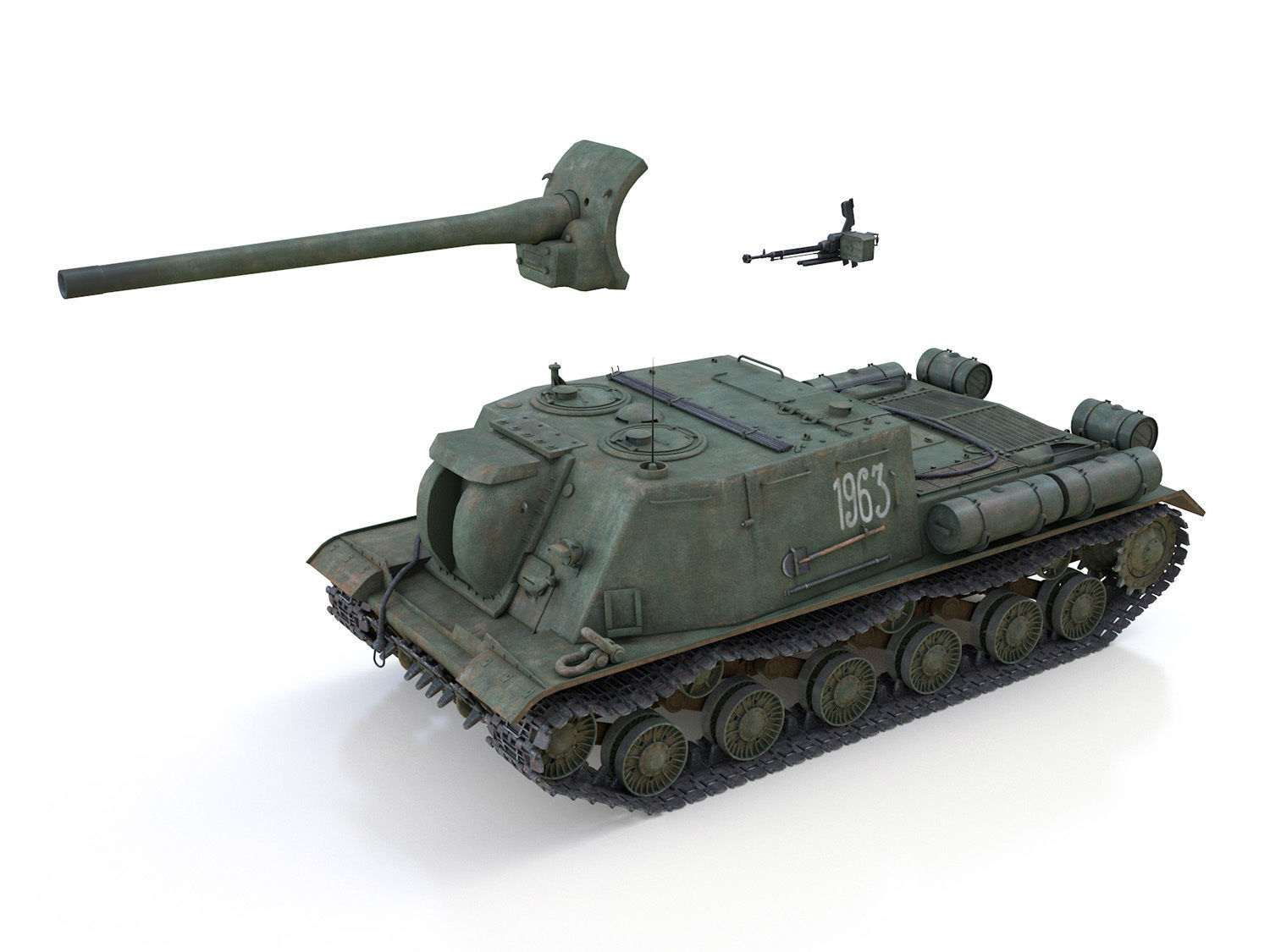 ISU-122 - Soviet self-propelled gun 3D model_10