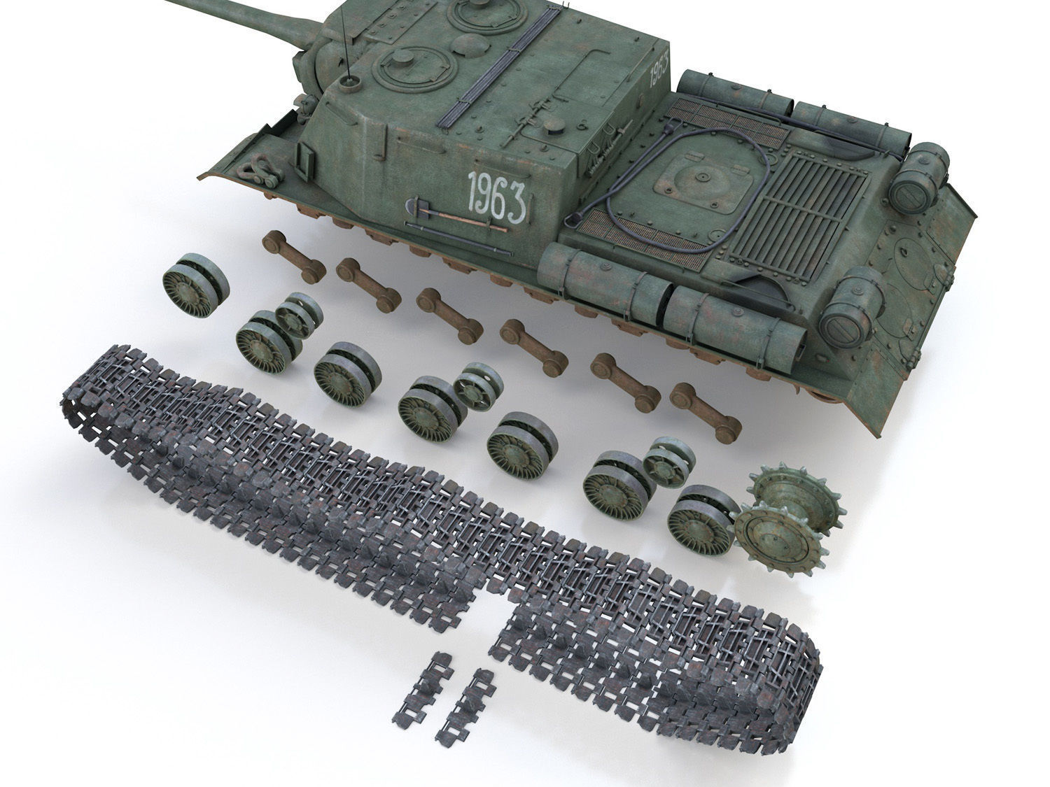 ISU-122 - Soviet self-propelled gun 3D model_9