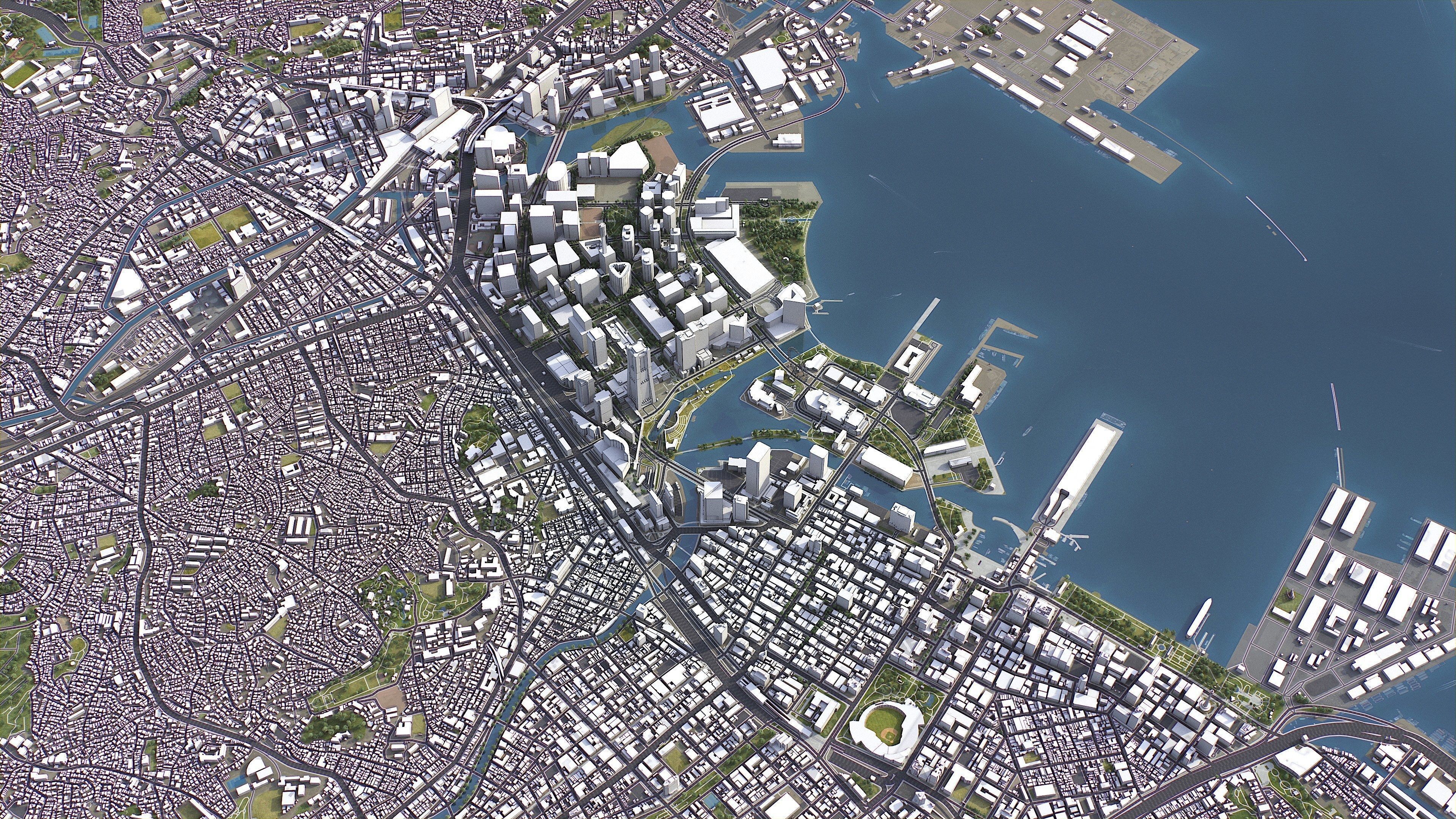 Yokohama - 3D City Model Low-poly 3D model_1
