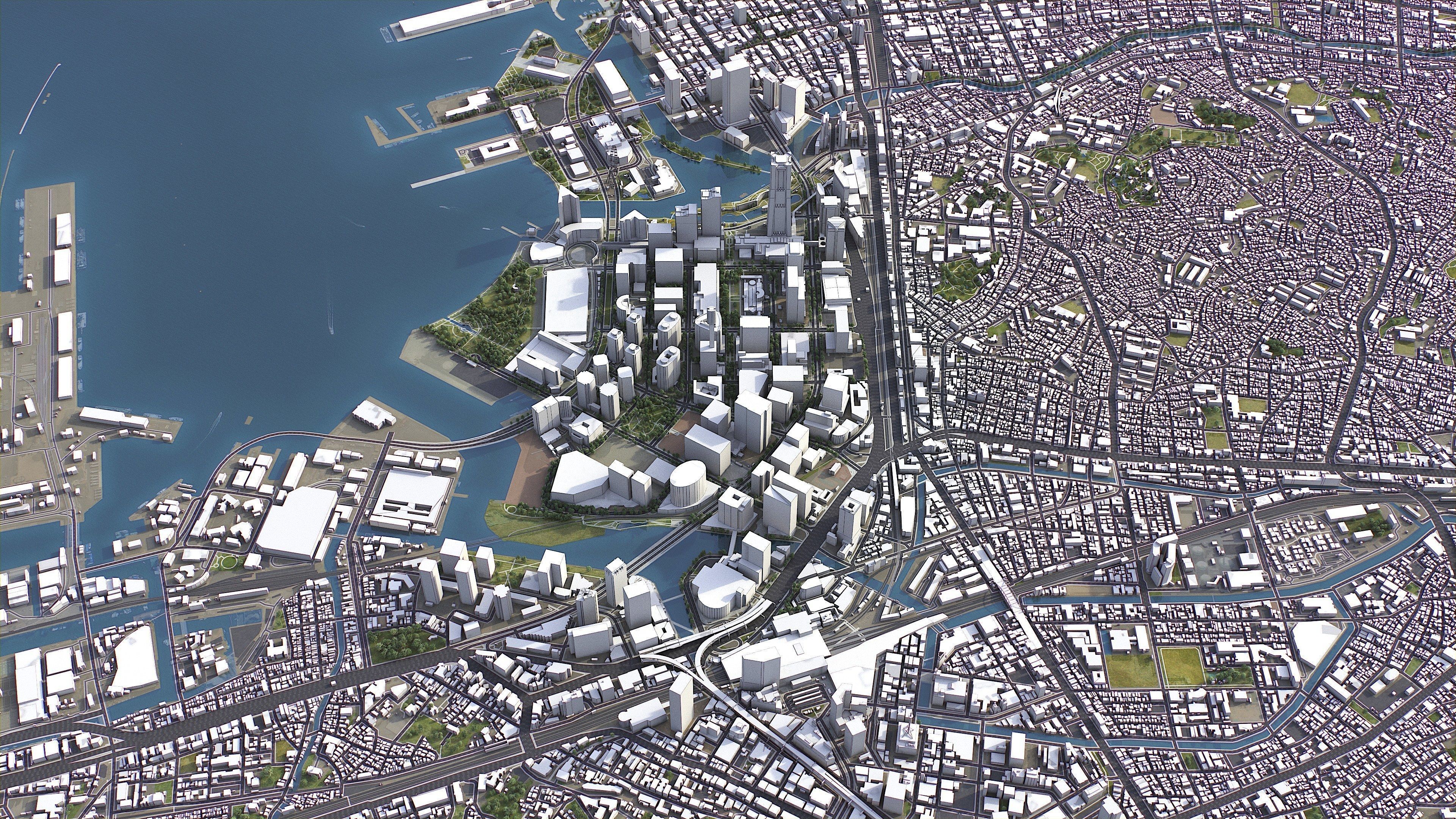Yokohama - 3D City Model Low-poly 3D model_4