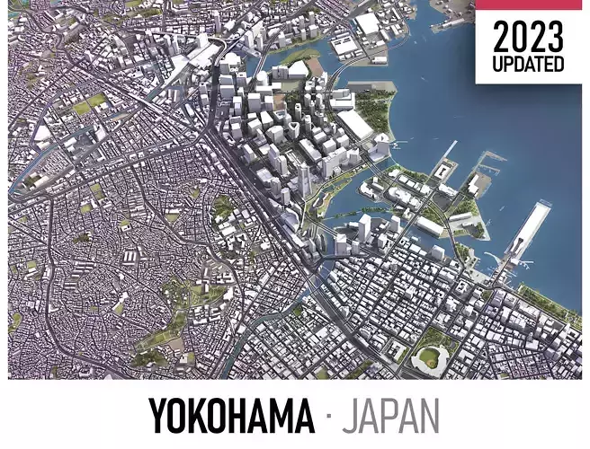 Yokohama - 3D City Model Low-poly 3D model