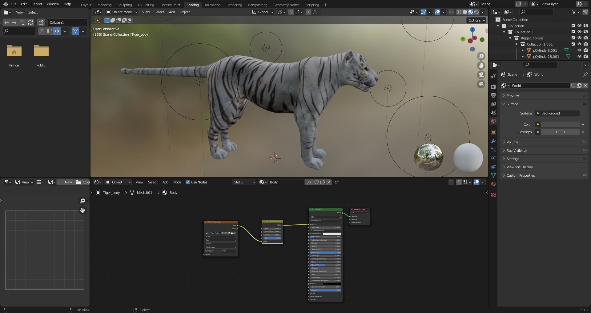 Fur White Tiger Rigged and  Animation in Blender Unity Low-poly 3D model_22