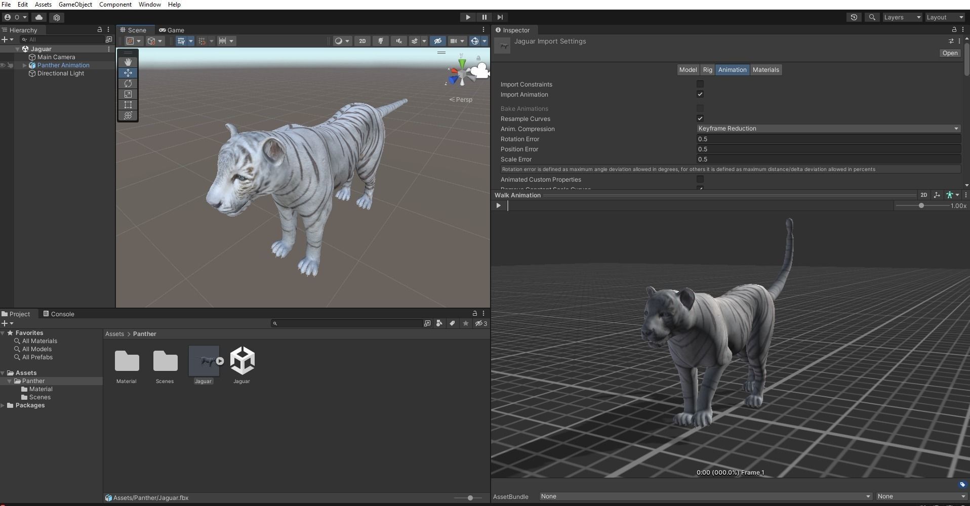 Fur White Tiger Rigged and  Animation in Blender Unity Low-poly 3D model_26
