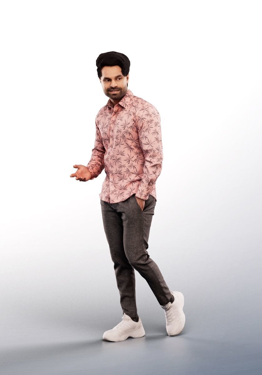 Panju 13047 - Talking Mediterranean Man Walking Low-poly 3D model_1