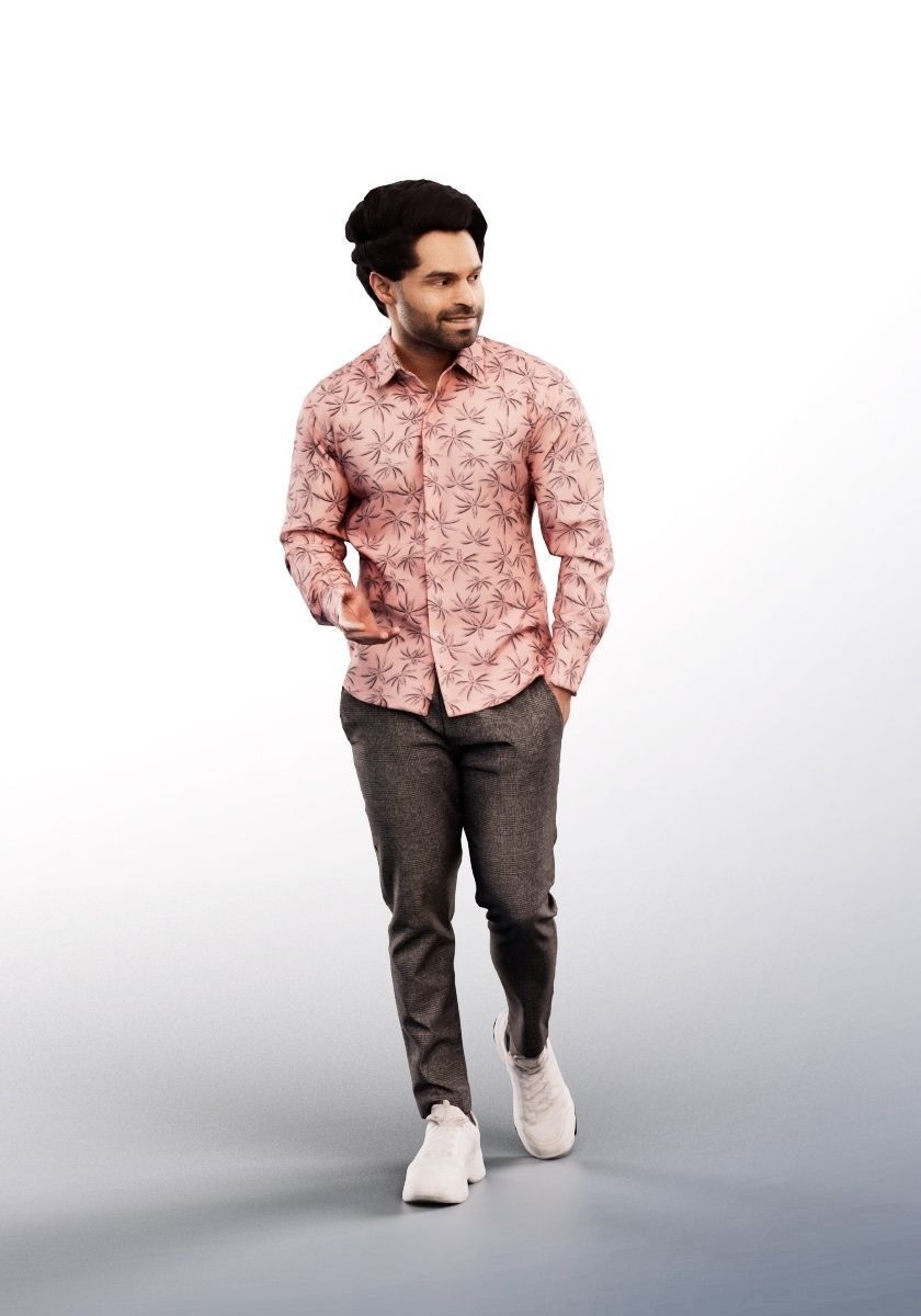 Panju 13047 - Talking Mediterranean Man Walking Low-poly 3D model_2