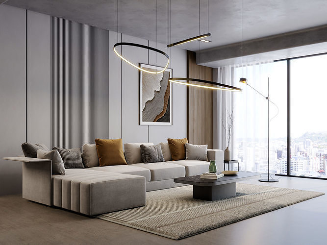 Interior Living Room Scene 16 3D model 4
