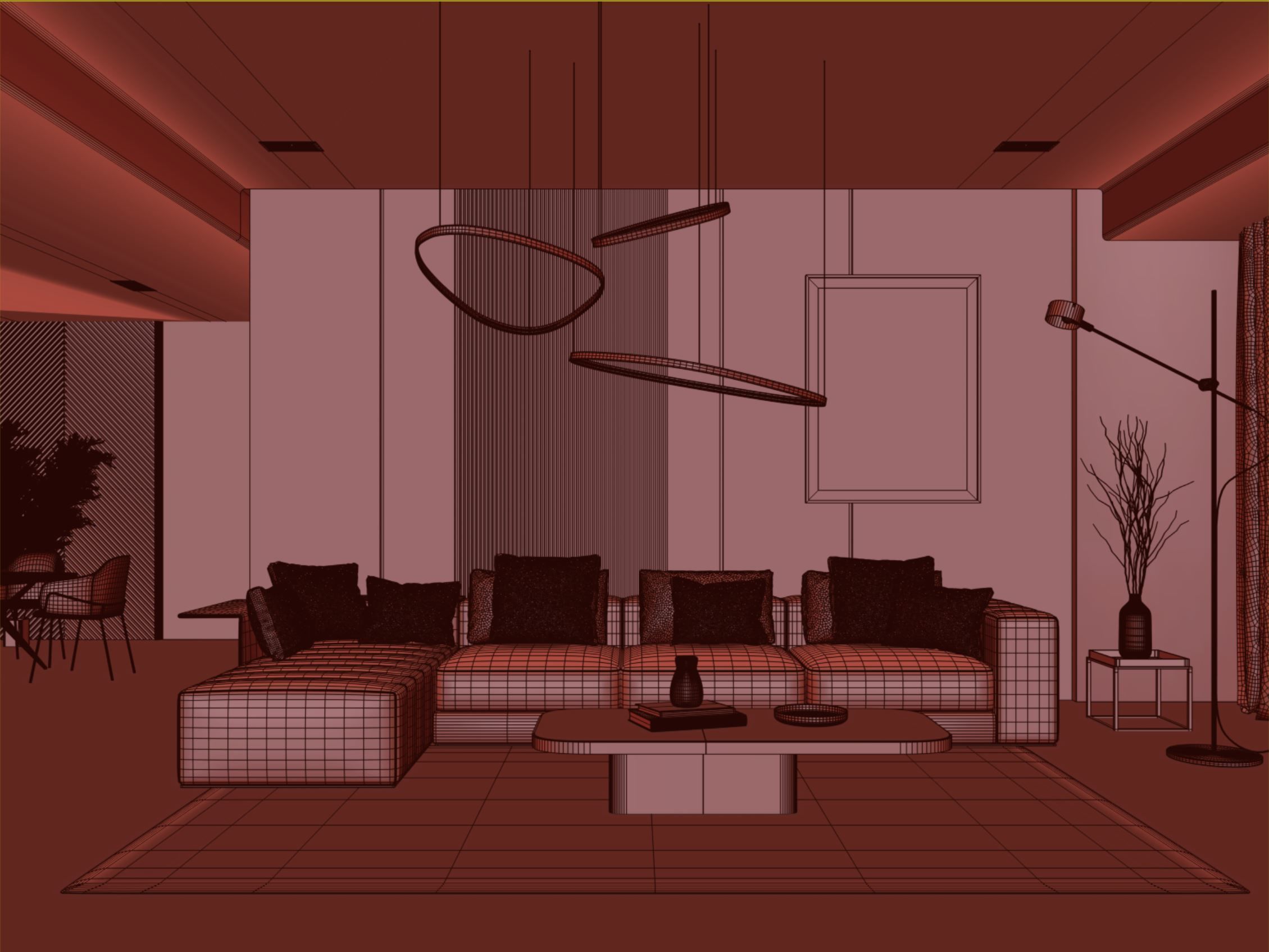 Interior Living Room Scene 16 3D model_7