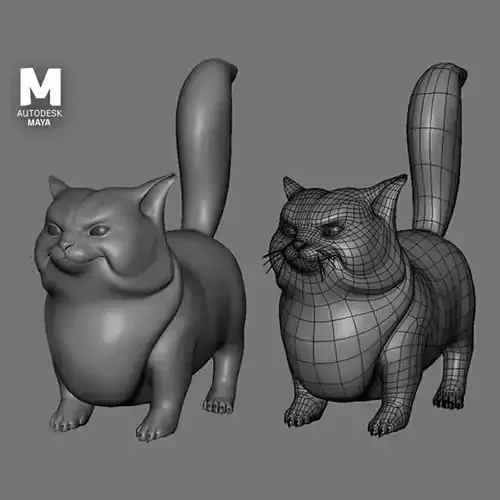 Fat Cat II Topology n UV Map Low-poly 3D model