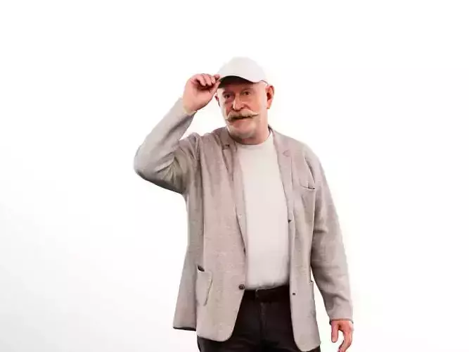 Eddie 12917 - Greeting Older Man Walking Low-poly 3D model