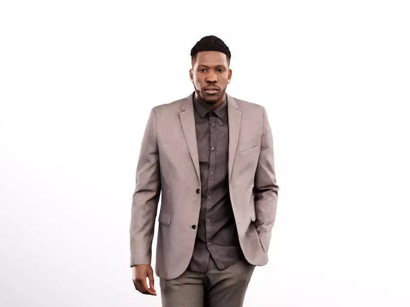 Theo 12830 - Walking Elegant Black Man Low-poly 3D model_0