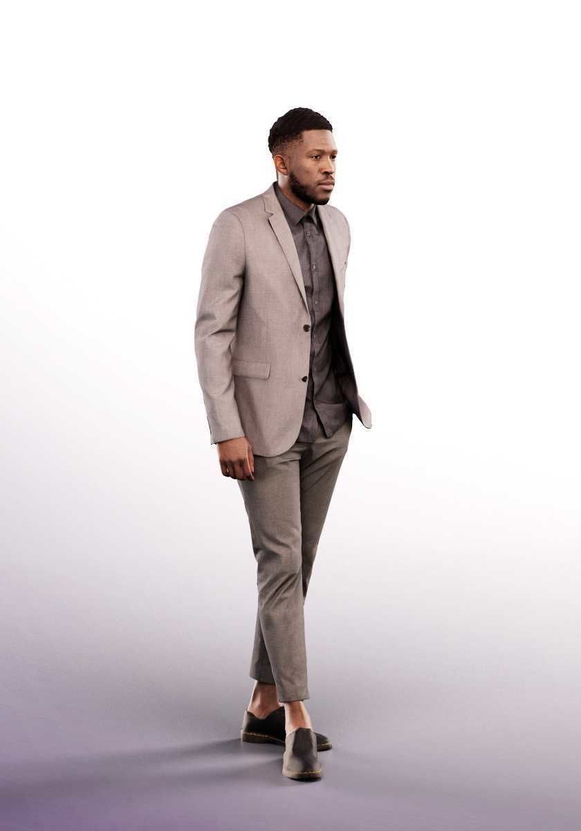 Theo 12830 - Walking Elegant Black Man Low-poly 3D model_2