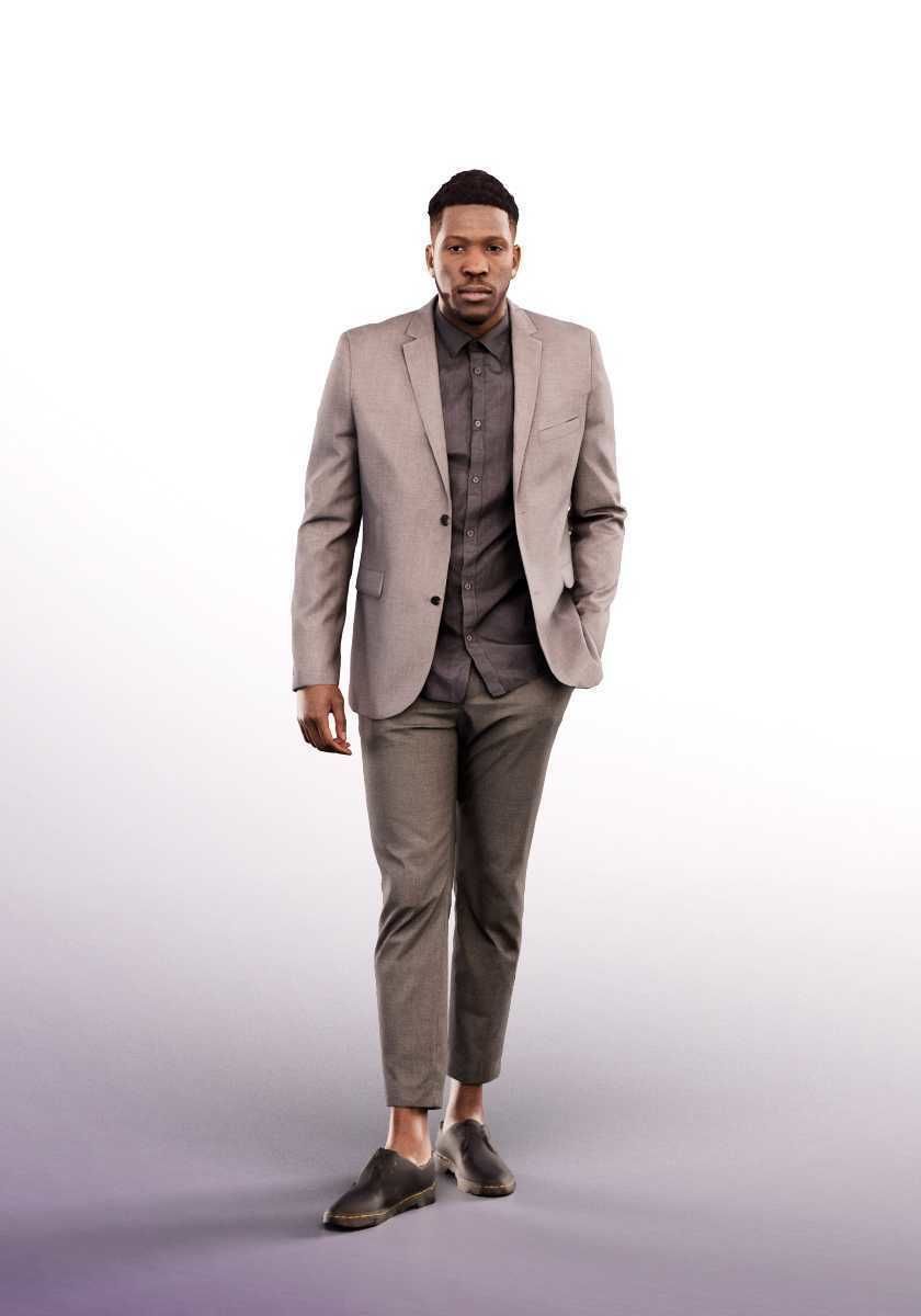 Theo 12830 - Walking Elegant Black Man Low-poly 3D model_1