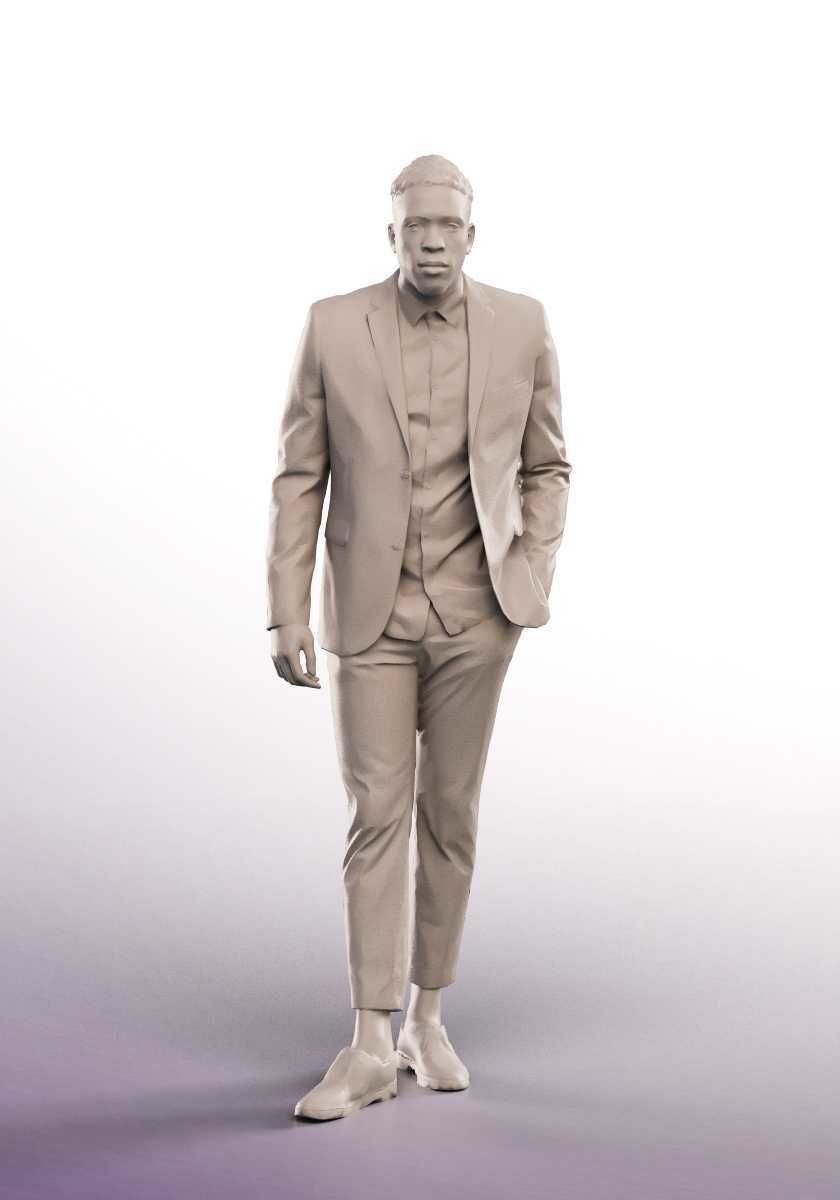 Theo 12830 - Walking Elegant Black Man Low-poly 3D model_3