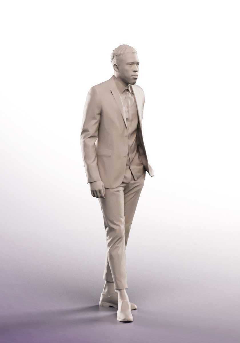 Theo 12830 - Walking Elegant Black Man Low-poly 3D model_4