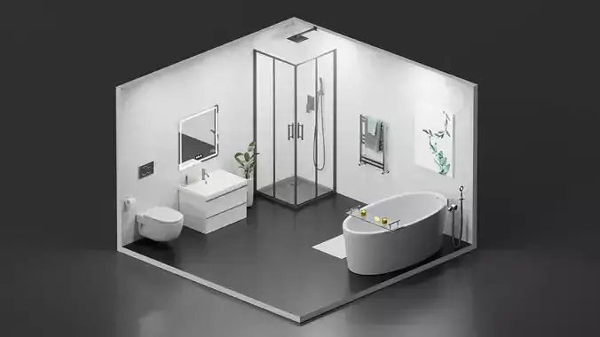 Bathroom isometric interior design