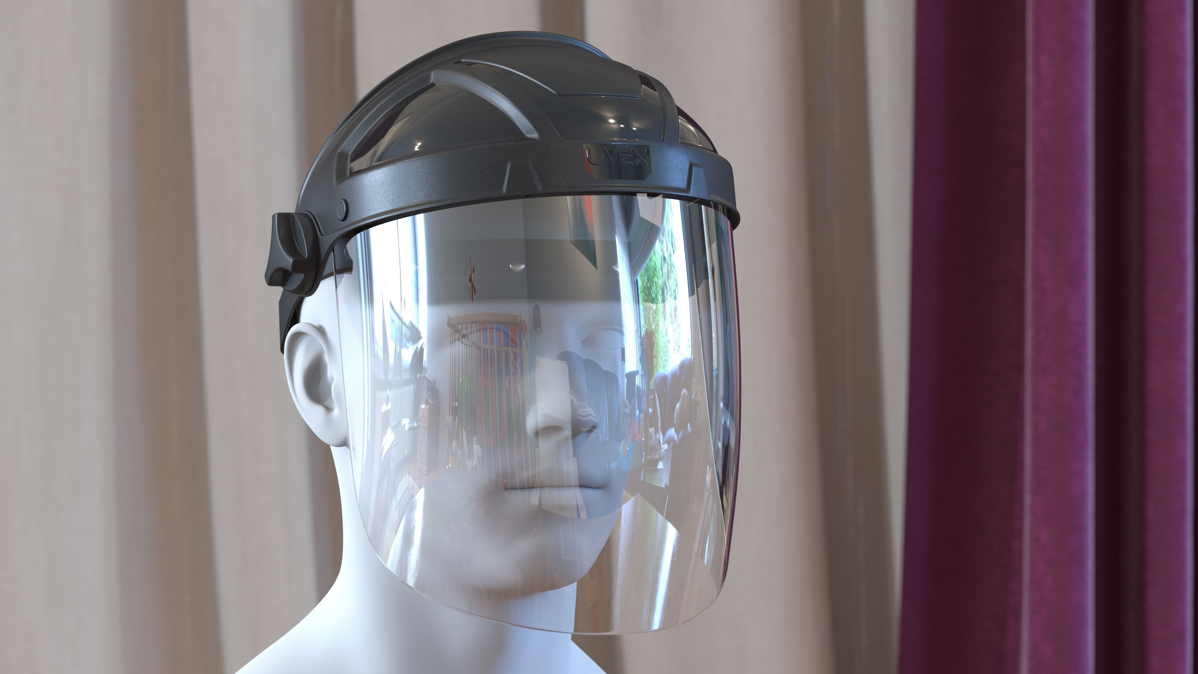 Uvex Turboshield Face Shield Transparent Visor 3D model_61