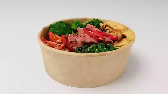 poke bowl with tuna rice tomatoes pepper broccoli