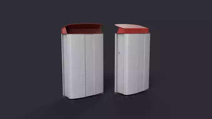 Street Trash Can 28 PBR Game Ready Low-poly 3D model