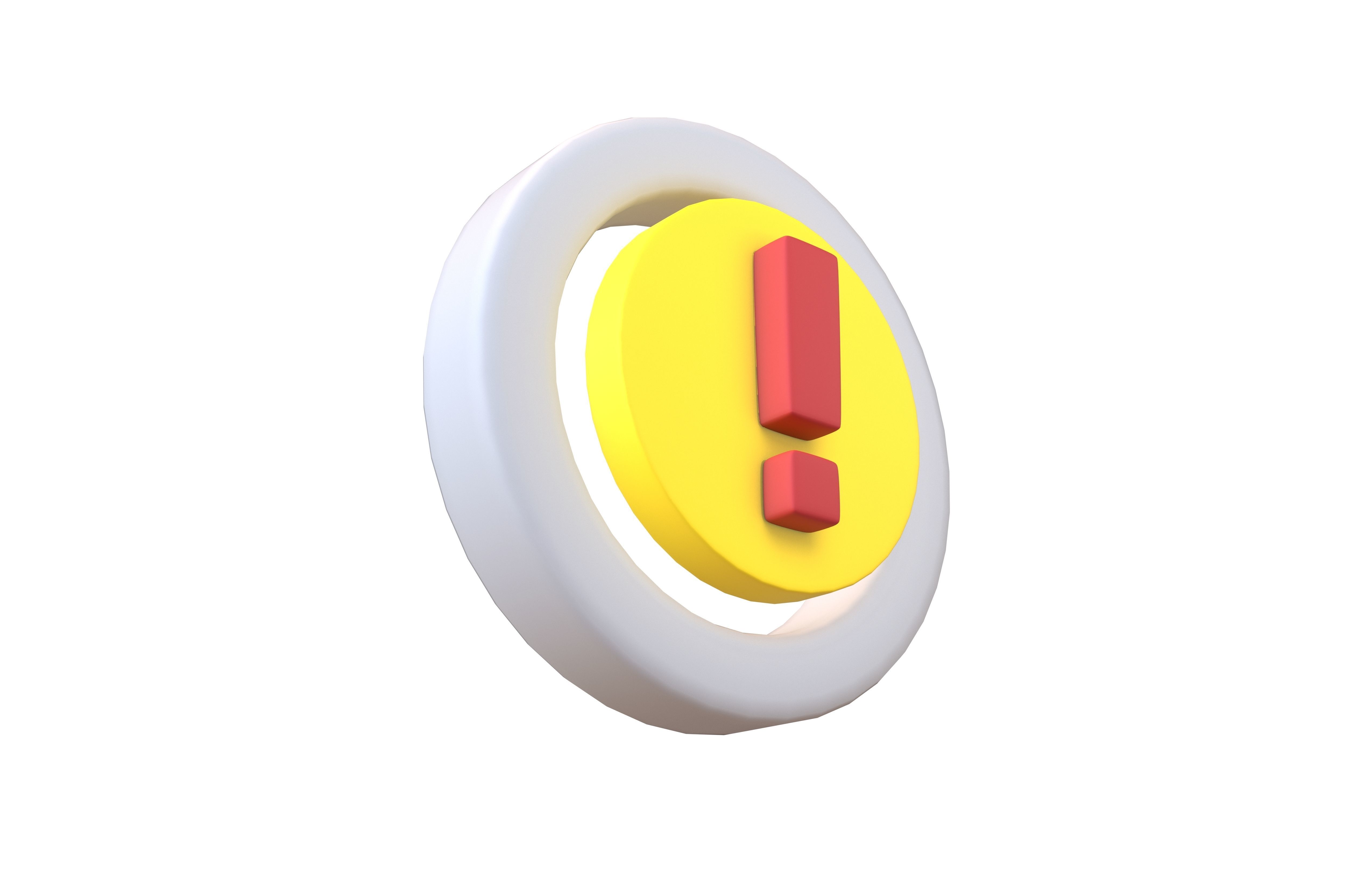 Battery Circle with Exclamation Mark Symbol v1 004 Low-poly 3D model_1