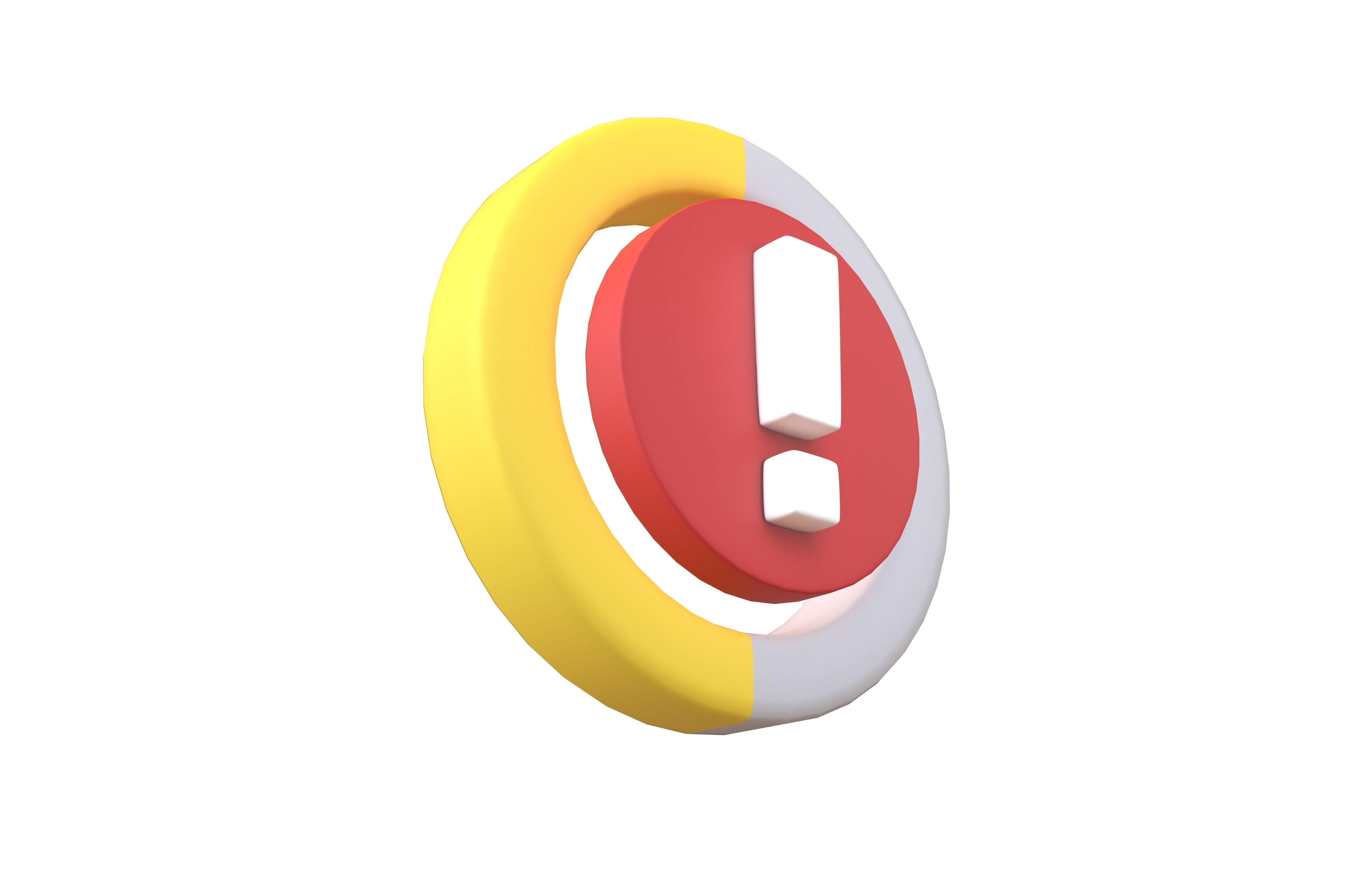 Battery Circle with Exclamation Mark Symbol v1 008 Low-poly 3D model_3