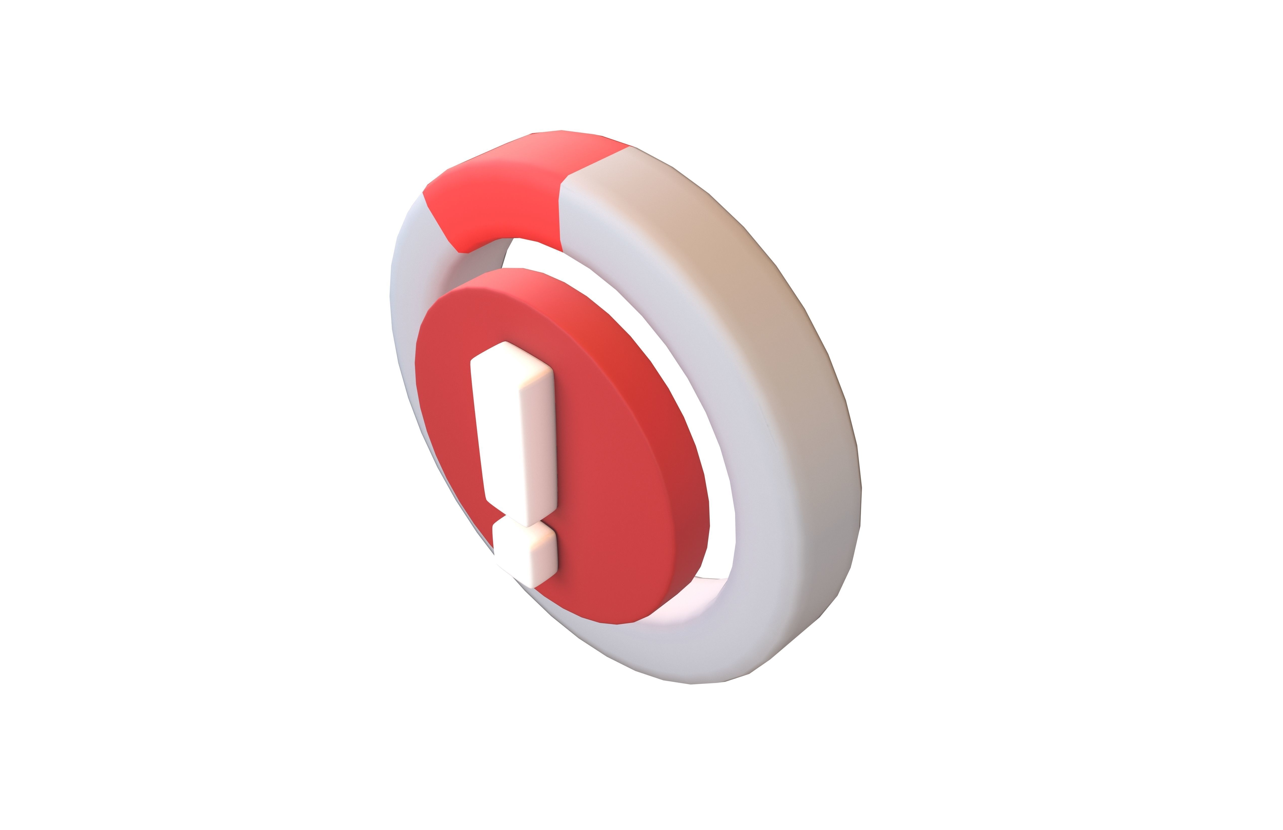 Battery Circle with Exclamation Mark Symbol v1 009 Low-poly 3D model_3